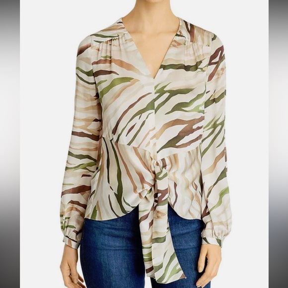 Elie Tahari Kali Silk Hi-Low Blouse Tuscan Oliver S NWT $368 - Picture 1 of 16